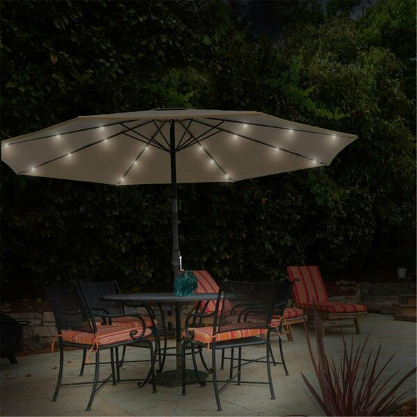 Grillgear Patio Umbrella-10 ft. Pool & Deck Shade with Solar Powered LED Lights - Sand GR3238823